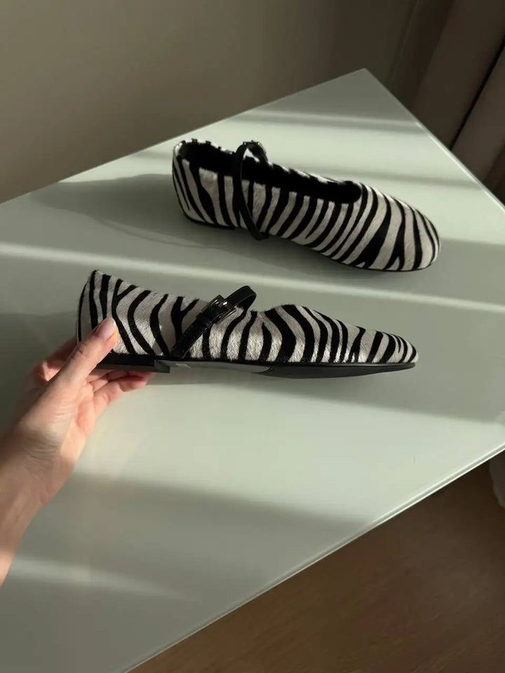 FEDONAS New Arrivals Women's Horsehair Shoes Mixed Zebra Stripes Fashion Simple Flats Heels Daily Comfort Casual Shoes Loafers
