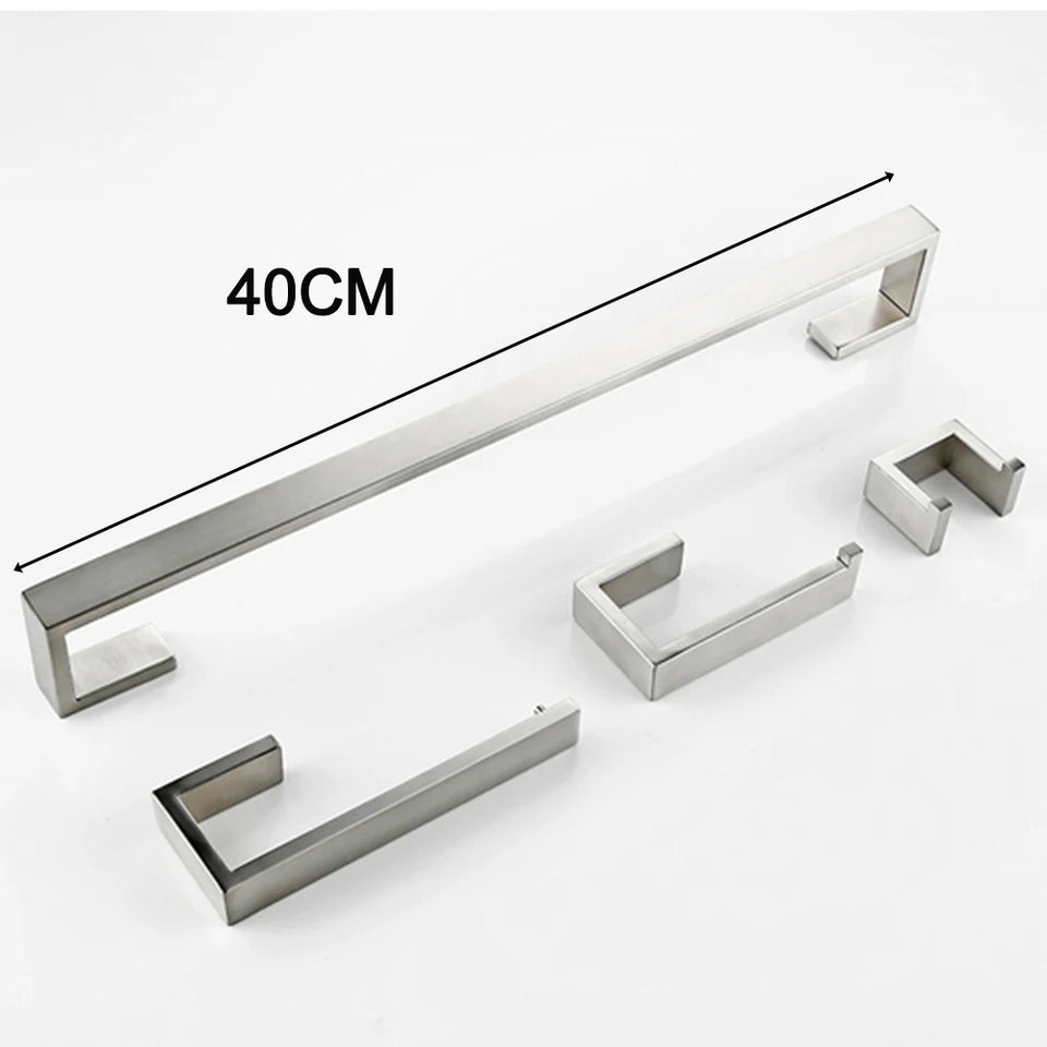 Bathroom Accessories Set Toilet Roll Paper Towel Holder Hook Bar Stainless Steel Bedroom Wall Mounted Kitchen Bath Hardware Kit