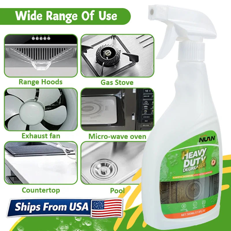 Kitchen Hood Grease Remover Cleaner Heavy Duty Degreaser Spray for Stove Oven Range Hood Cooktop Removes Oil Stains Fast