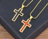 AIBEF New Arrivals Cross Crystal Pendant Necklace Copper Cubic Zircon Choker 6 Colors Choice Religion Jewelry Accessory Gift