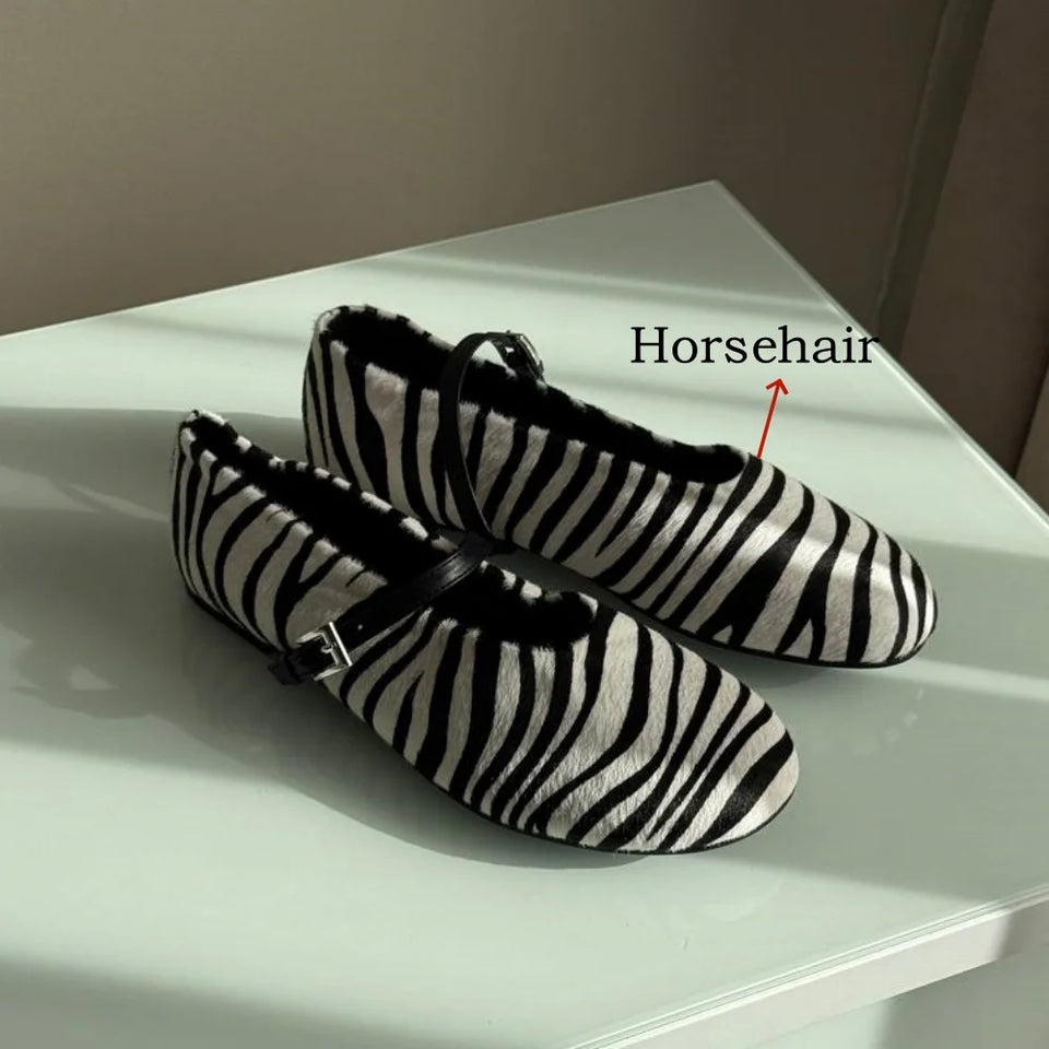 FEDONAS New Arrivals Women's Horsehair Shoes Mixed Zebra Stripes Fashion Simple Flats Heels Daily Comfort Casual Shoes Loafers