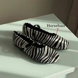 FEDONAS New Arrivals Women's Horsehair Shoes Mixed Zebra Stripes Fashion Simple Flats Heels Daily Comfort Casual Shoes Loafers