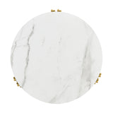 Comanlai Modular Coffee Table Set, Marble Look Round Tables, Modern Side Table, with Gold Metal Frame, for Living Room, Bedroom