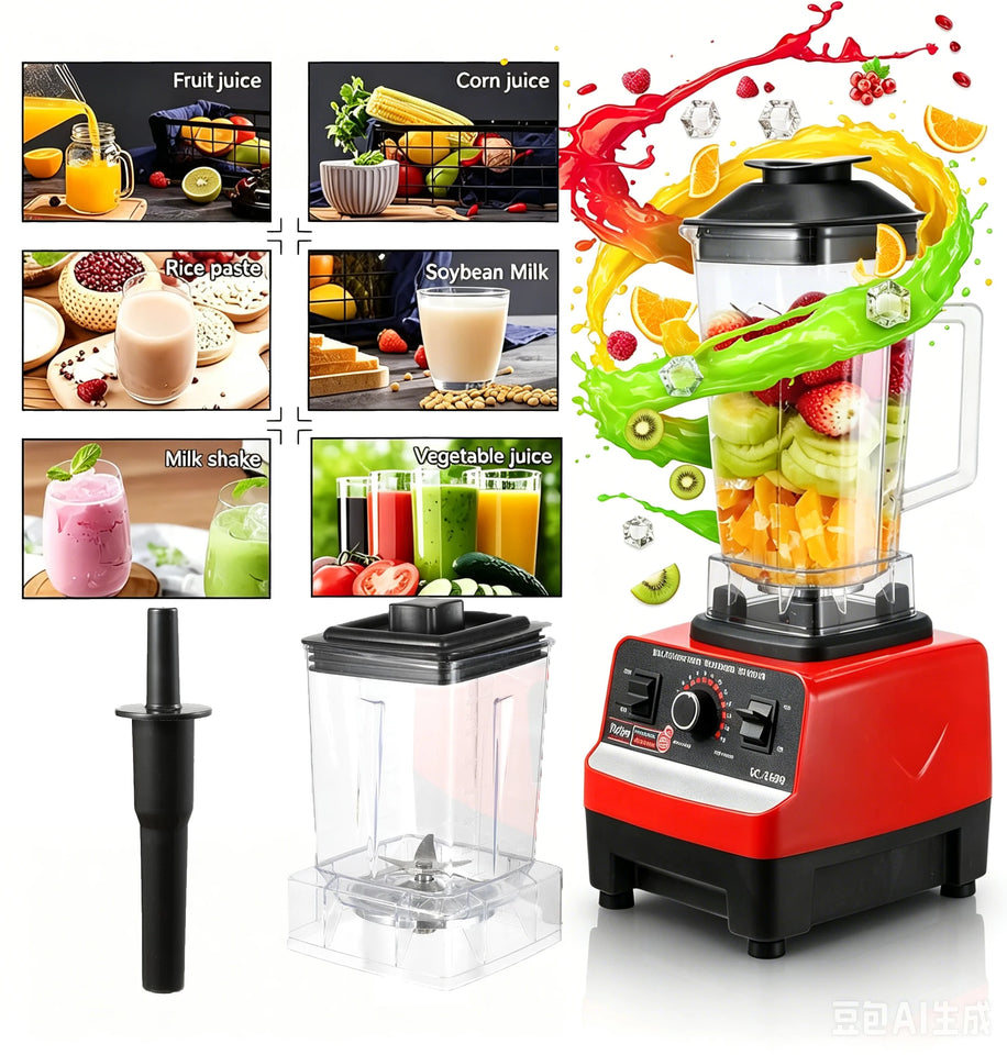 2000W Heavy Duty Commercial Blender Stationary Mixer Food Processor Ice Smoothies for Kitchen High Power Juicer Blender BPA Free