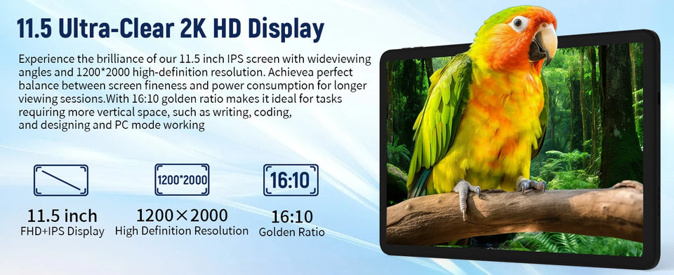 URAO G9L 11.5 inch Tablet Android 15 30GB+128GB+1TB Expand 8400mAh 2K 1200x2000 HD IPS Screen WiFi 6 Dual Camera Widevine L1 GMS