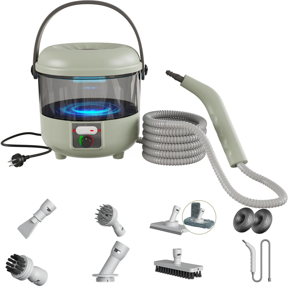 2500W Powerful Handheld Steam Cleaner with 6 Brush Heads - 45 Mins Runtime, 110V Multiuse Steamer for Deep Cleaning Upholstery,