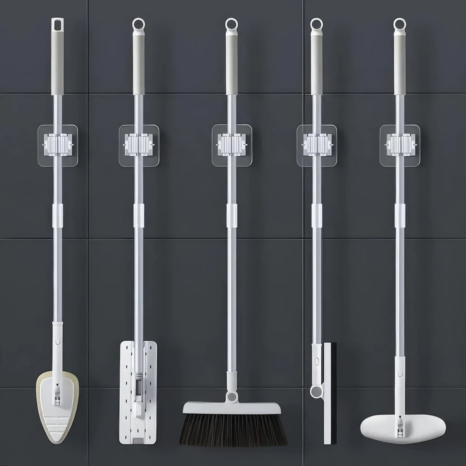 4/8/12 Mop Racks with No Drilling, Space Saving Design, Minimalist Style, Suitable for Bedrooms, Gardens, and Bathrooms