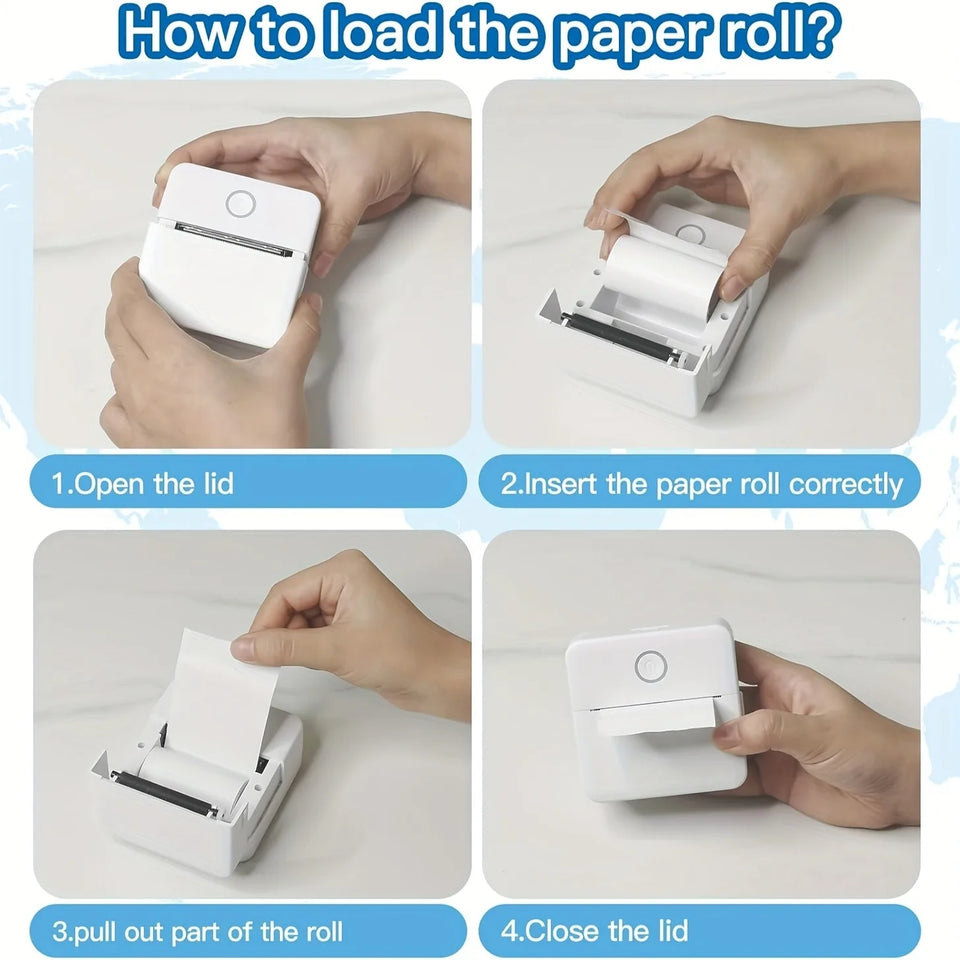 Mini Portable Wireless Thermal Printer, Inkless Printing, Compatible with iOS/Android, for Photos, Labels Notes, Study Essential