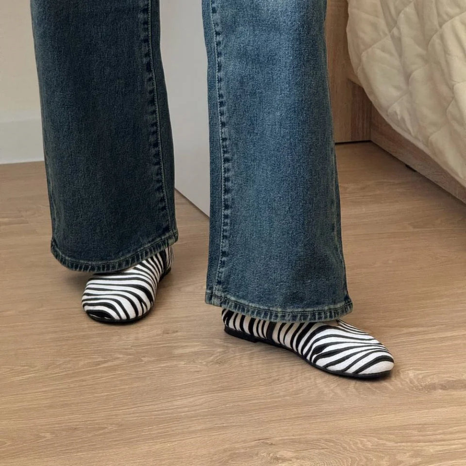 FEDONAS New Arrivals Women's Horsehair Shoes Mixed Zebra Stripes Fashion Simple Flats Heels Daily Comfort Casual Shoes Loafers