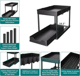 2 Pack Under Sink Organizer, 2 Tier Bathroom Cabinet Organizer with Sliding Basket, Multi-Purpose Under Sink Organizers and Stor