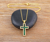 AIBEF New Arrivals Cross Crystal Pendant Necklace Copper Cubic Zircon Choker 6 Colors Choice Religion Jewelry Accessory Gift