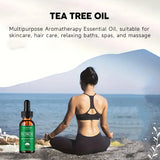 Tea tree essential oil for skin care, massage, shower, diffuser relaxing essential oil for face, body, nails, hair, skin care