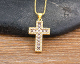 AIBEF New Arrivals Cross Crystal Pendant Necklace Copper Cubic Zircon Choker 6 Colors Choice Religion Jewelry Accessory Gift