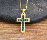 AIBEF New Arrivals Cross Crystal Pendant Necklace Copper Cubic Zircon Choker 6 Colors Choice Religion Jewelry Accessory Gift