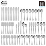 HANSMART 60Pcs Stainless Steel Flatware Set For 12 With Dinner Forks Salad Forks Spoons and Knives Dishwasher Safe