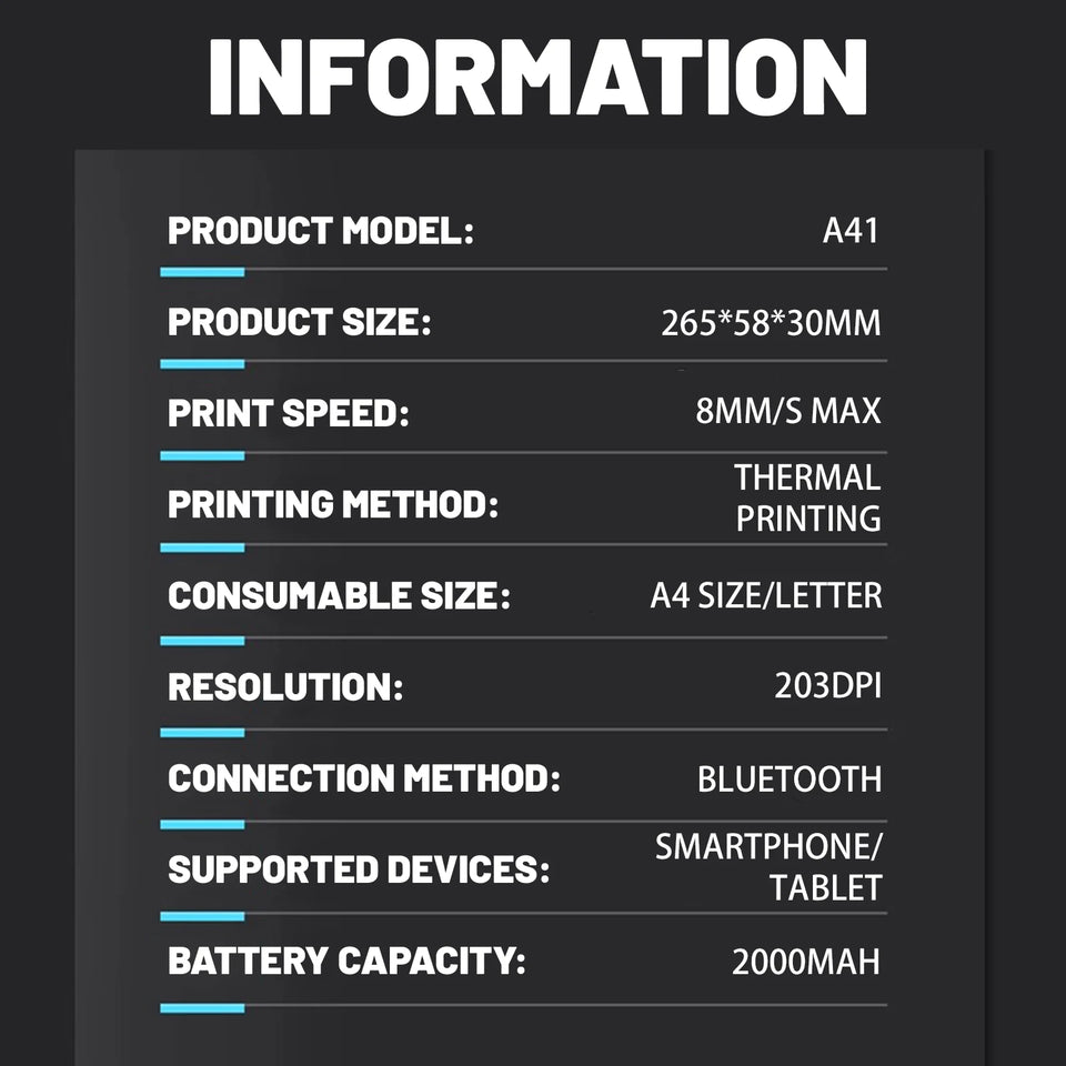 Portable A4 Thermal Printer Mini Tattoo Stencil Transfer Printer Multifunctional Tattoo Document Printer Wireless Bluetooth