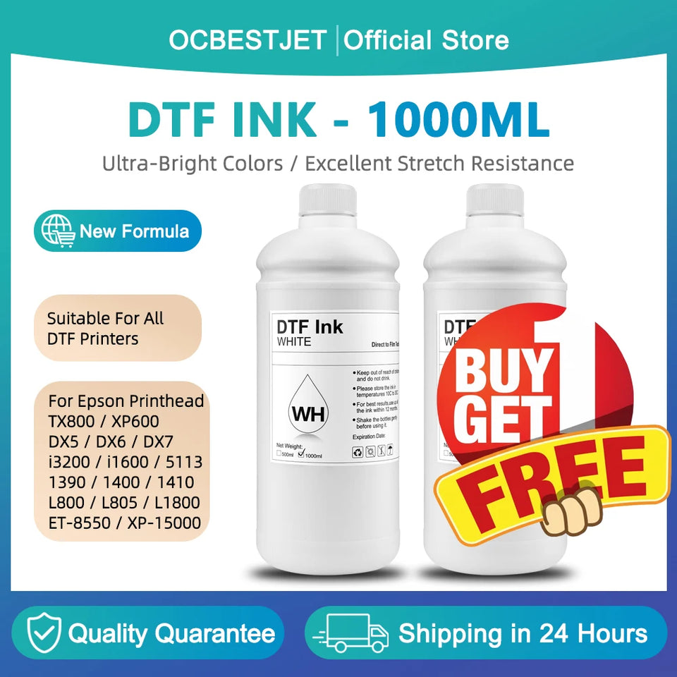 (Buy 1 Free 1) 1000ML DTF Ink PET Film Transfer Ink For Epson L800 L1800 XP-15000 XP600 TX800 P600 P800 DX5 DX7 i3200 i1600 4720