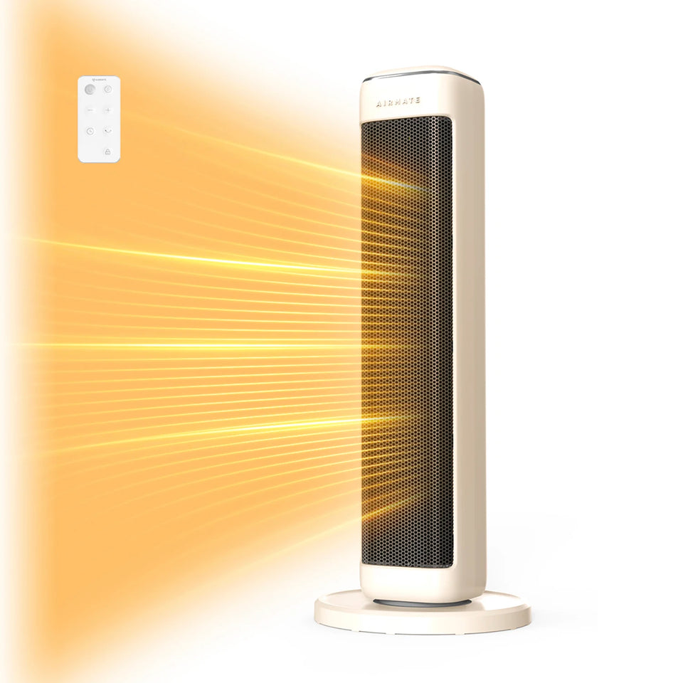 AIRMATE 25" Space Heater for Indoor Use Large Room, Ceramic Tower Electric Heater with Thermostat
