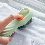 1 Piece Green Soft Bristled Shoe Brush with Ergonomic Handle, Suitable for Laundry, Footwear, and Home Cleaning