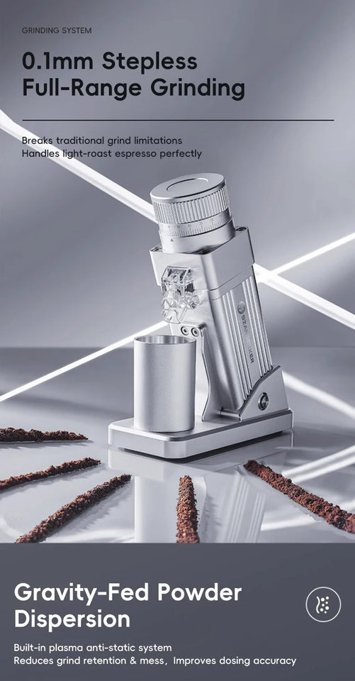 STARSEEKER E55Pro Electric Coffee Grinder 55MM Titanium Cone Burr Stepless Adjustment Espresso Brew Coffee Bean Grinder Black