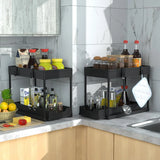 2 Pack Under Sink Organizer, 2 Tier Bathroom Cabinet Organizer with Sliding Basket, Multi-Purpose Under Sink Organizers and Stor