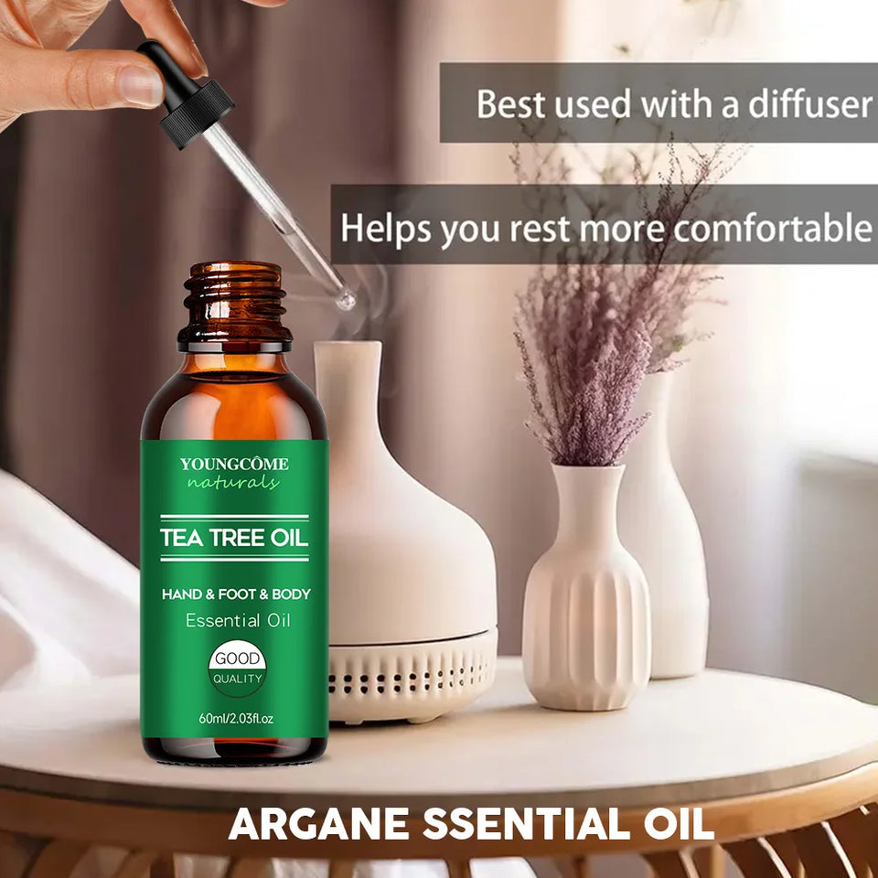 Tea tree essential oil for skin care, massage, shower, diffuser relaxing essential oil for face, body, nails, hair, skin care