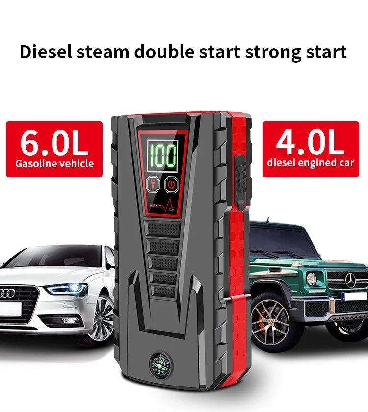 26800mAh Portable Car Jump start Peak 2500A Power Bank charging 12V Auto start Equipment Oil Diesel Car Emergency Battery