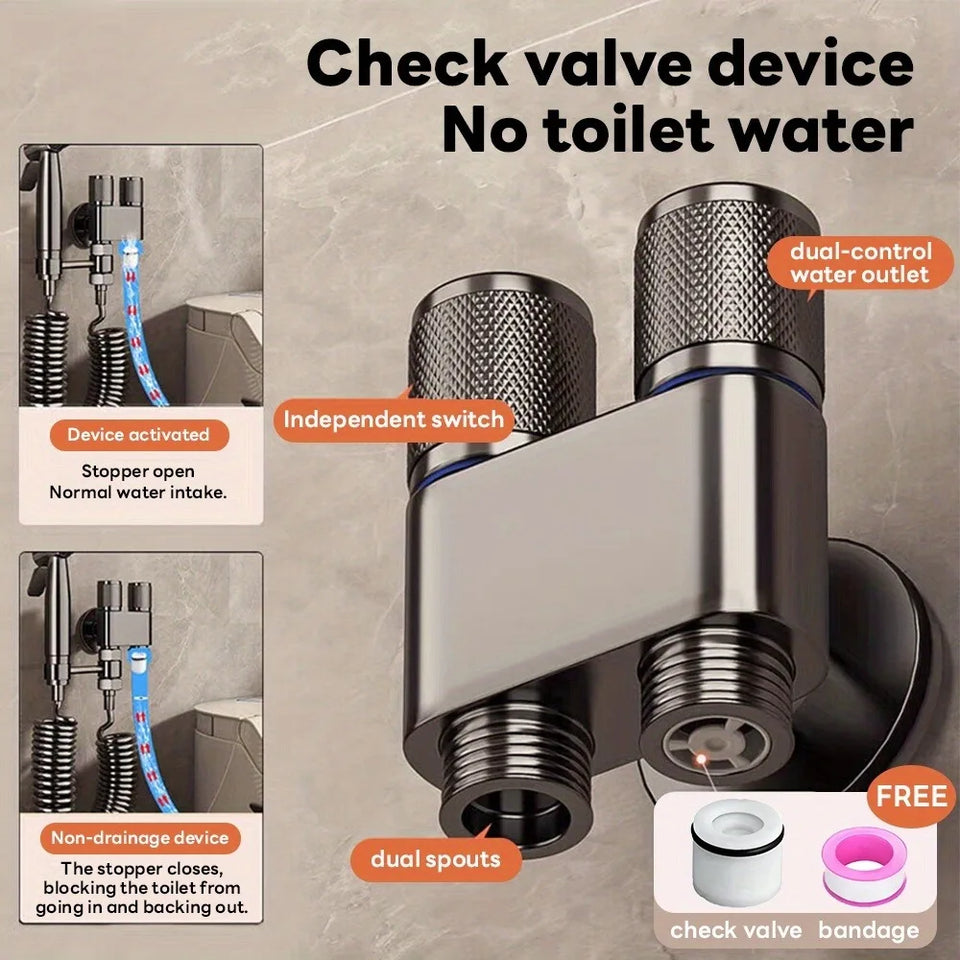 Double Control Toilet Bidet Sprayer Handheld Attachment with Pressure Control for Feminine Hygiene Baby Diaper and Pet Bath
