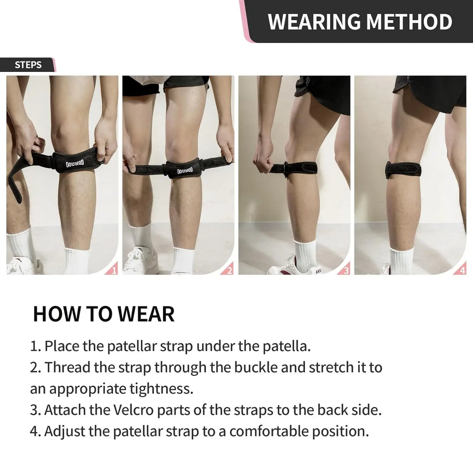 2PC/1Pair GOUNOD Patella Knee Straps Adjustable Knee Straps Running Sports for Pain Relief