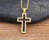 AIBEF New Arrivals Cross Crystal Pendant Necklace Copper Cubic Zircon Choker 6 Colors Choice Religion Jewelry Accessory Gift
