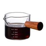 Wooden Handle Coffee Milk Cup 50-100ml Creative Italian Glass Coffee Measuring Cup