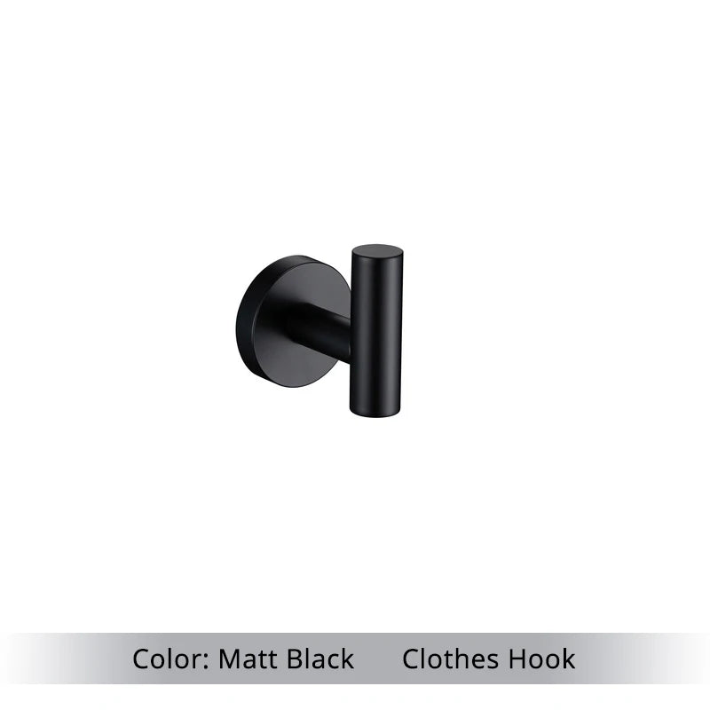 Bathroom Accessories Hardware Set Kit Towel Bar Wall Mount Matt Black Toilet Paper Holder Hand Robe Hook Hanger Stainless Steel