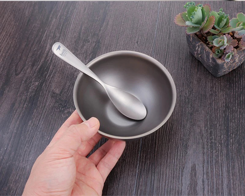 Keith Pure Titanium Rice Spoon Dessert Ice Cream Table Spoon for Kid Restaurant Picnic Tableware Bacteriostatic Healthy Flatware