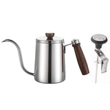 600ML Non-stick Stainless Steel Pour Over Coffee Tea Pot with Thermomet Long Narrow Spout Hand Drip Kettle Coffee Accessories