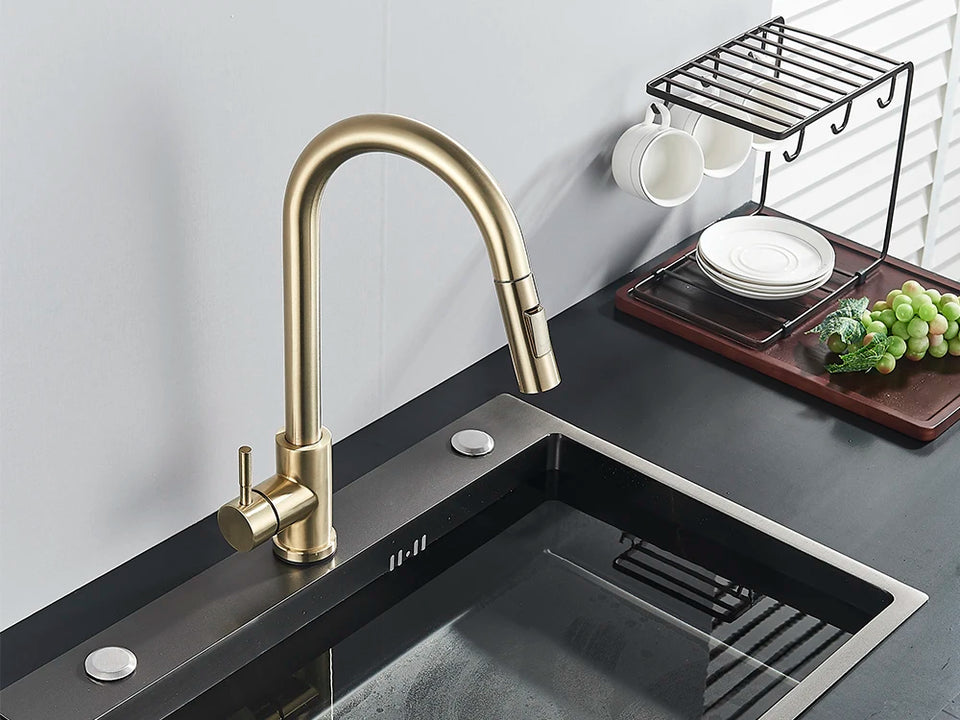 Smart Sensor Touch Kitchen Sink Faucet Brushed Nickel Poll Out Spout Black/Gold Sensor Faucets 360 Rotation Crane Two Functions