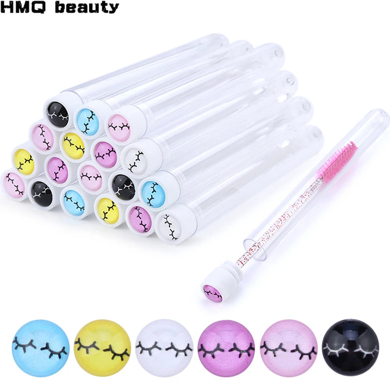 Reusable Eyebrow Brush Tube Disposable Eyelash Brushes Mix Eyebrow Brush with New Eelash Resin Drill Replaceable Makeup Brushes