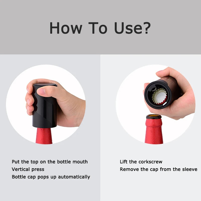 Electric Portable Beer Bottle Opener Magnet-Automatic with Cap Catcher Picnic Camping Barbecue Travel, No Damage to Bottle Cap