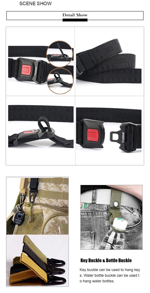 Solid Quick Release Metal Buckle Canvas Tactical Belts Comfortable Webbing Waistband Outdoor Corps Training Hiking Belt For Men