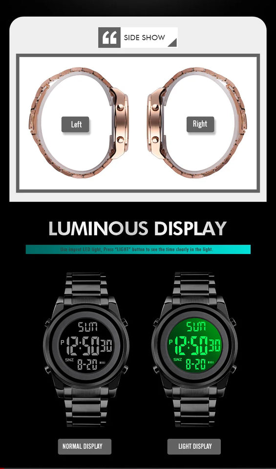 SKMEI Digital 2 Time Mens Watches Fashion LED Men Digital Wristwatch Chrono Count Down Alarm Hour For Mens reloj hombre 1611