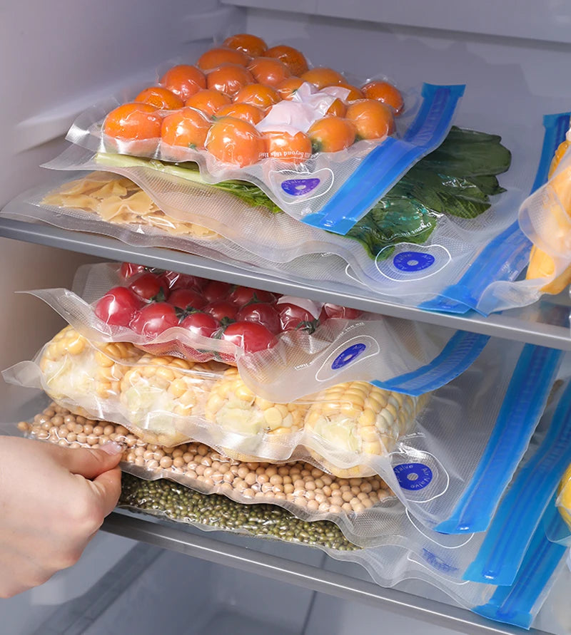Vacuum Food Storage Zipper Bags Reusable BPA-Free Sous Vide Bags with Vacuum Hand Pump Fruit Meat Nut Vacuum Sealer Saver Bag