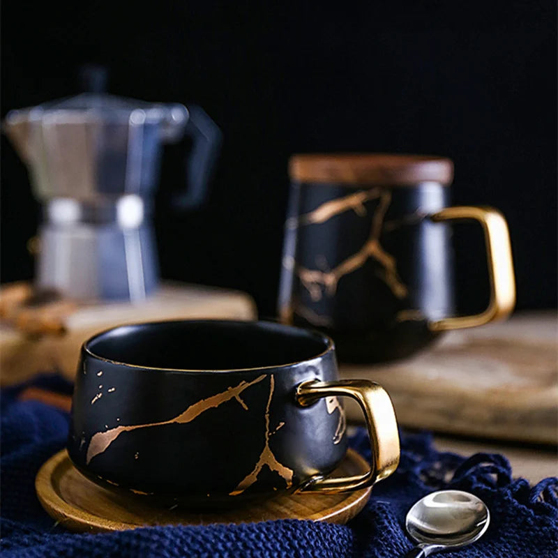 Coffee Mugs Marble Gold Inlay Mug Breakfast Mug Office Home Drinkware Milk  Cup Dropshipping