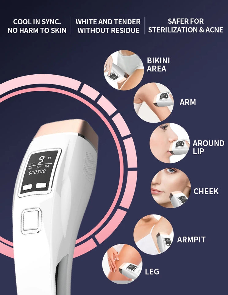 Newest 4in1 IPL Hair Removal Laser Epilator 999000 Flash Cooling LCD Acne Treatment Rejuvenation Device for Home Bikini Trimmer
