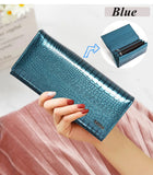 New Women Magnetic Hasp Wallet Genuine Leather Coin Purse Ladies Long Fashion Female Card Hold Money Bag AE501-1