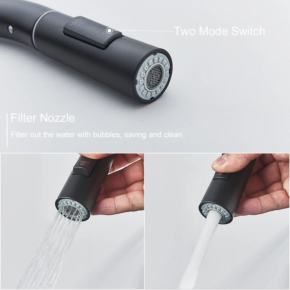 Black Pull Out Sensor Kitchen Faucet Touch Control Faucet 2 Function Mixer For Sink Tap Sprayer Single Handle Mixer Tap