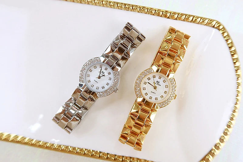 Women Luxury Brand Watch 2025 Dress Silver Gold Women Wrist Watch Quartz Diamond Ladies Watches Female Clock Bayan Kol Saati