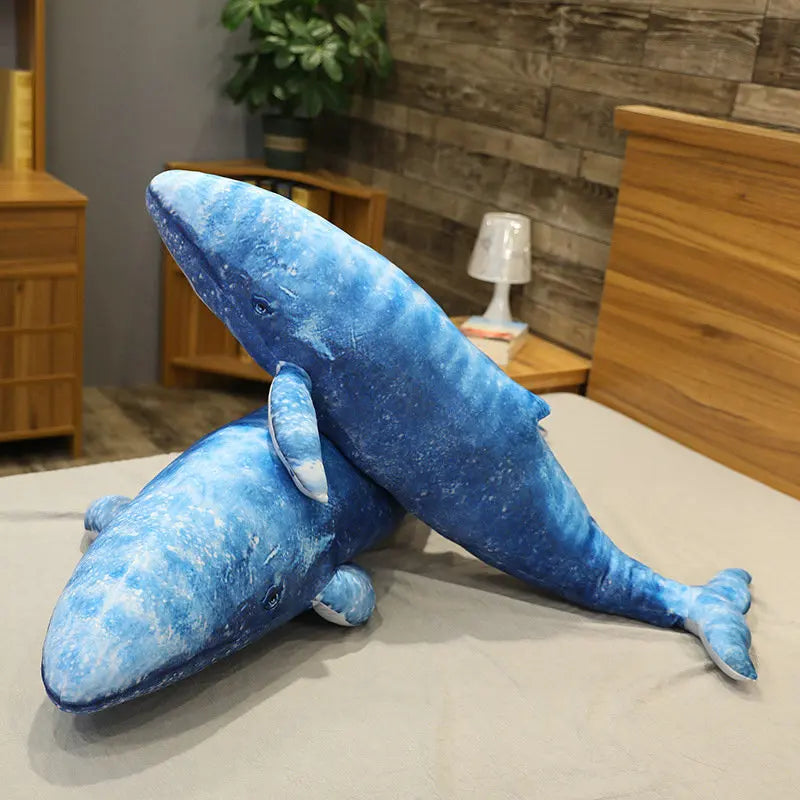 55-130cm Giant Dream Whale & Shark Plush Toy Stuffed Blue Whale Doll Soft Pillow Cute Sofa Cushion Lovely Gifts for Kids