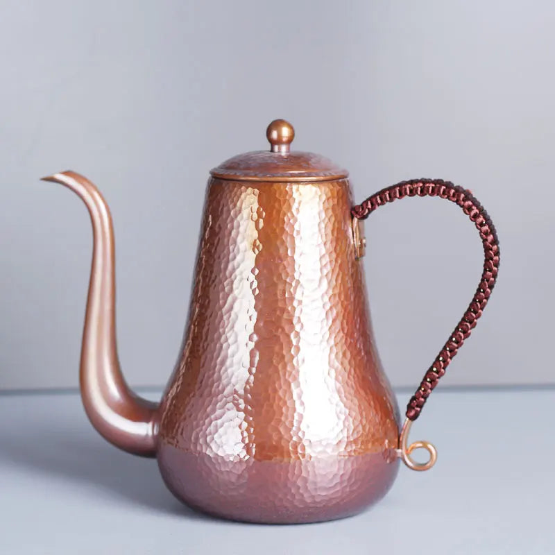 Pure Red Copper Coffee Tea Pot Cup Spoon Set Drinkware Long Gooseneck Spout Kettle Hand Drip Kettle turkish Coffee Maker Set