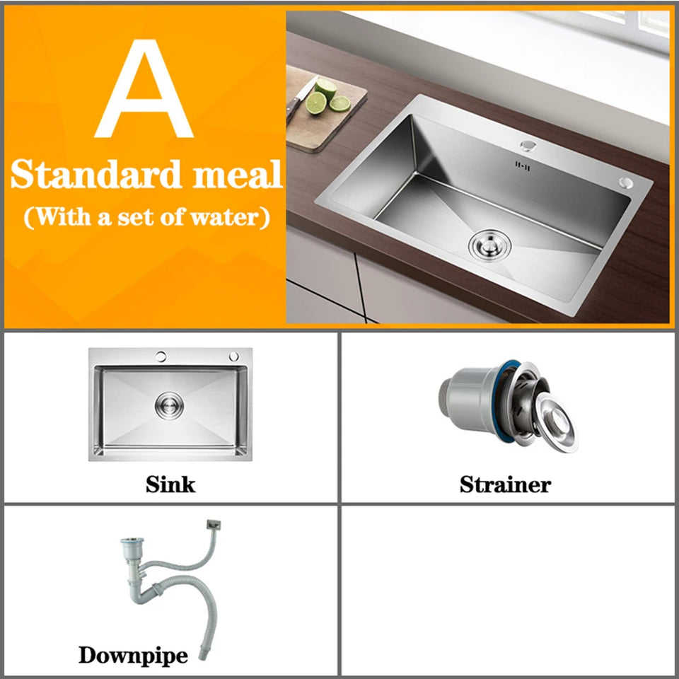 DQOK Stainless Steel Kitchen Sink Slot Dish Basin Kitchen sink Drain Basket And Drain Pip Rectangular