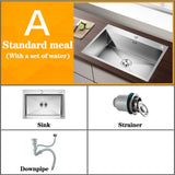 DQOK Stainless Steel Kitchen Sink Slot Dish Basin Kitchen sink Drain Basket And Drain Pip Rectangular