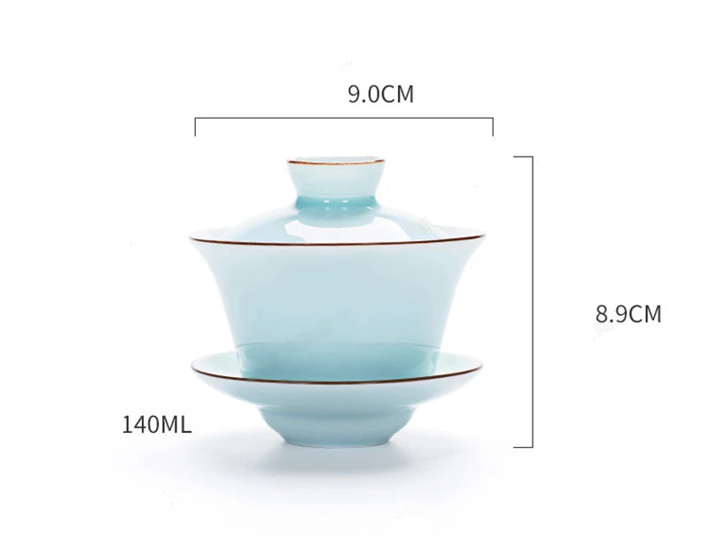 Celadon Tea Tureen, Kung Fu Tea Set, Flower Gaiwan, Puer Kettle,Teapot Lovers, Tea Accessories, 140ml